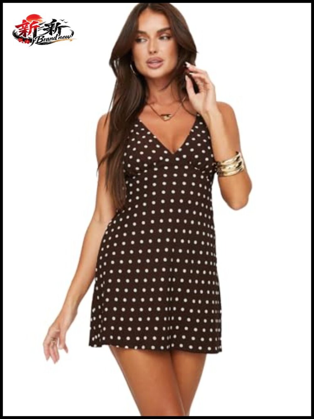 Princess Polly Nellie Mini Dress Polka Dot V-Neck Sleeveless A-Line